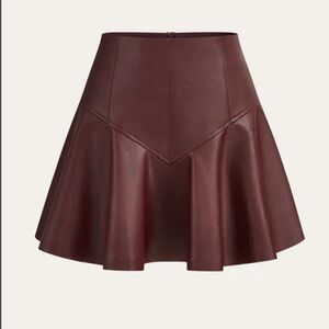 COMMENSE PU High-Waisted Flared Mini Skirt